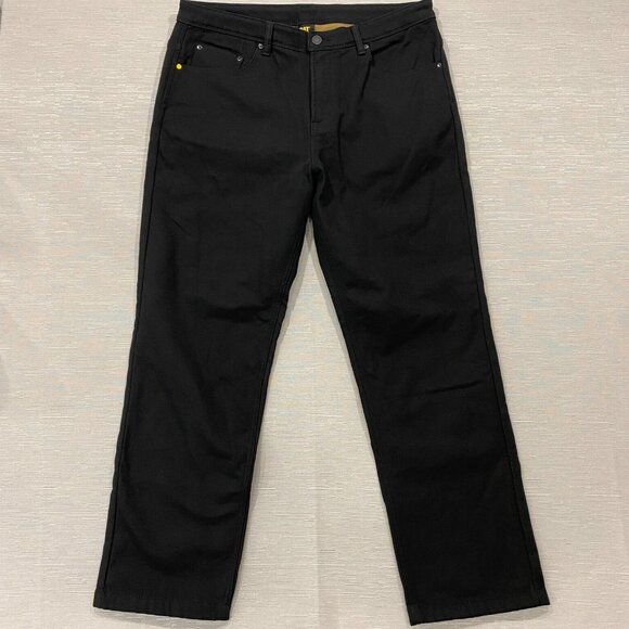 CAT Caterpillar Work Pants Mens 38 x 32 Black Canvas Fleece Lined Insulated - Picture 1 of 11